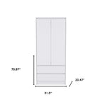 71" White Wood Two Door Two Drawer Combo Dresser