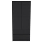 71" Black Wood Two Drawer Combo Dresser