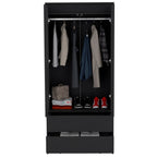 71" Black Wood Two Drawer Combo Dresser