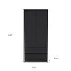71" Black Wood Two Drawer Combo Dresser