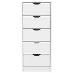 18" White Five Drawer Standard Chest