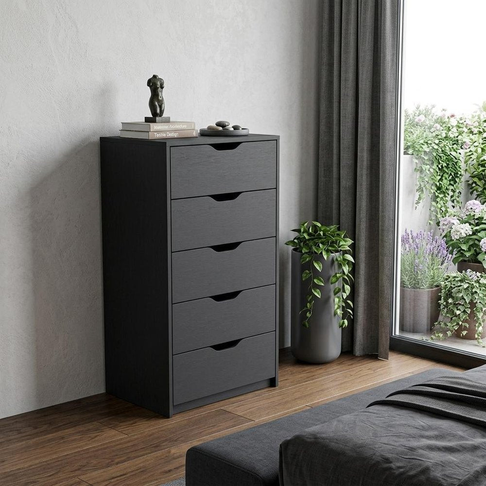 18" White Five Drawer Standard Chest