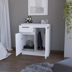 37" White Wood Accent Cabinet With Two Doors And One Drawer