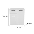 37" White Wood Accent Cabinet With Two Doors And One Drawer