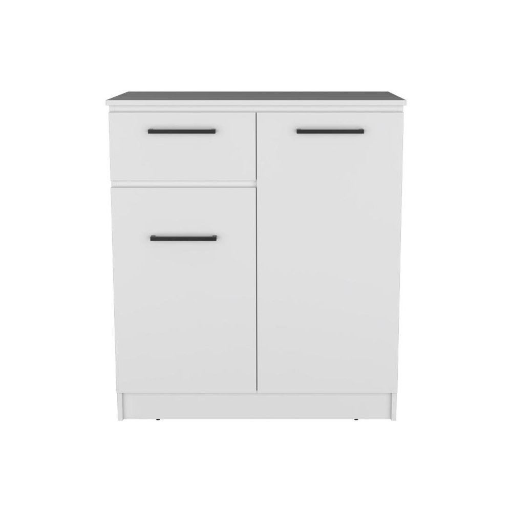 37" White Wood Accent Cabinet With Two Doors And One Drawer