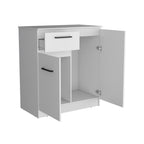37" White Wood Accent Cabinet With Two Doors And One Drawer