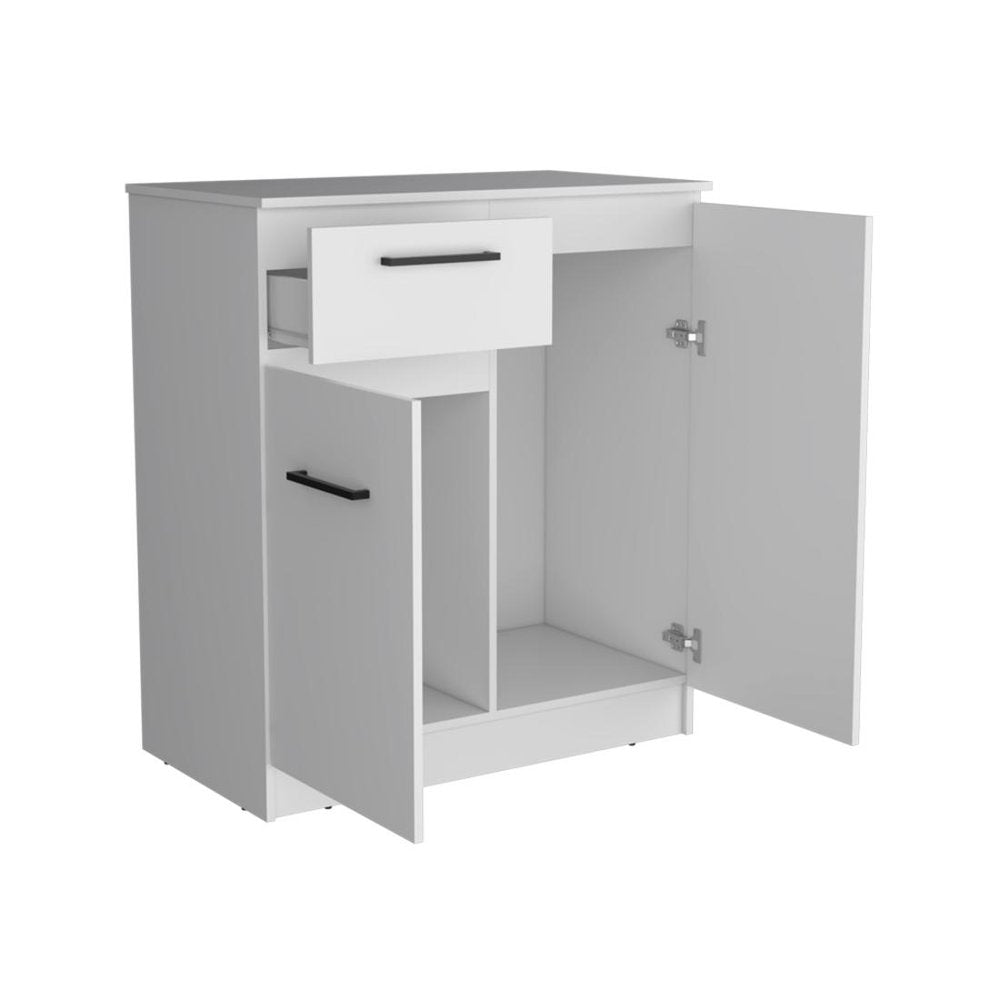 37" White Wood Accent Cabinet With Two Doors And One Drawer