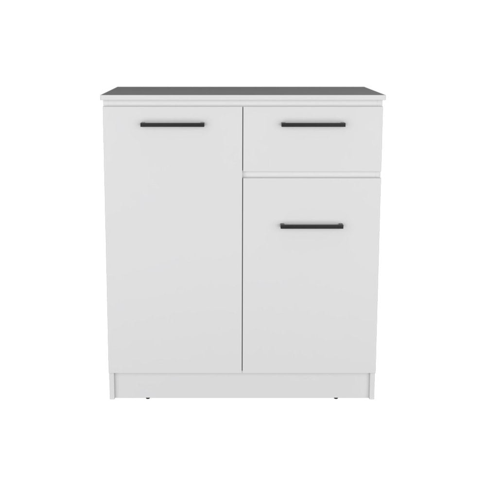 37" White Wood Accent Cabinet With Two Doors And One Drawer