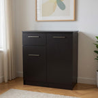 37" Black Wood Accent Cabinet With Two Doors And One Drawer
