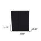 37" Black Wood Accent Cabinet With Two Doors And One Drawer