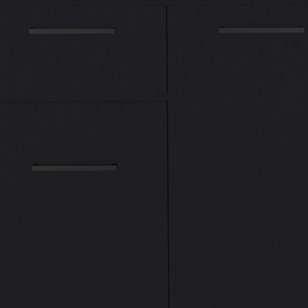 37" Black Wood Accent Cabinet With Two Doors And One Drawer