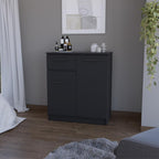 37" Black Wood Accent Cabinet With Two Doors And One Drawer