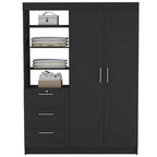 59" Black Wood Three Drawer Dresser