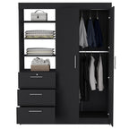 59" Black Wood Three Drawer Dresser