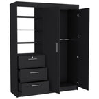 59" Black Wood Three Drawer Dresser