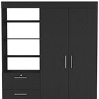59" Black Wood Three Drawer Dresser