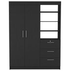 59" Black Wood Three Drawer Dresser