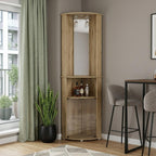 18" Natural Wood Corner Bar Cabinet