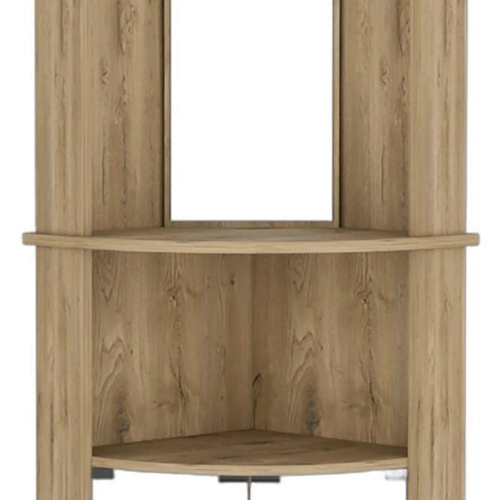 18" Natural Wood Corner Bar Cabinet