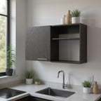 39" Black Wood Wall Mounted Accent Cabinet With Single Door