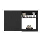 39" Black Wood Wall Mounted Accent Cabinet With Single Door