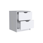 19" White Wood Two Drawer Nightstand