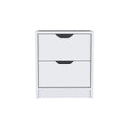 19" White Wood Two Drawer Nightstand