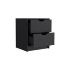 19" Black Wood Two Drawer Nightstand