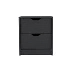 19" Black Wood Two Drawer Nightstand