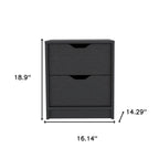 19" Black Wood Two Drawer Nightstand