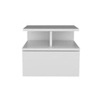 14" White Wood One Drawer Floating Nightstand