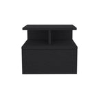 14" Black Wood One Drawer Floating Nightstand