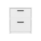 19" White Wood Two Drawer Nightstand