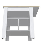 35" Natural and White Wood Kitchen Island With Storage