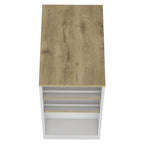 36" Natural and White Wood Kitchen Island With Storage