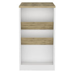 36" Natural and White Wood Kitchen Island With Storage