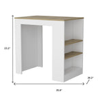36" Oak and White Wood Kitchen Island With Storage