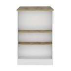 36" Oak and White Wood Kitchen Island With Storage