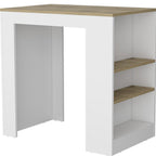 36" Oak and White Wood Kitchen Island With Storage