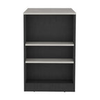 36" Gray and Black Faux Marble and Wood Kitchen Island With Storage