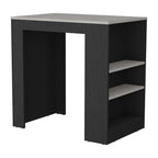 36" Gray and Black Faux Marble and Wood Kitchen Island With Storage