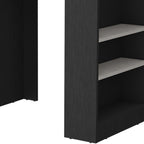 36" Gray and Black Faux Marble and Wood Kitchen Island With Storage
