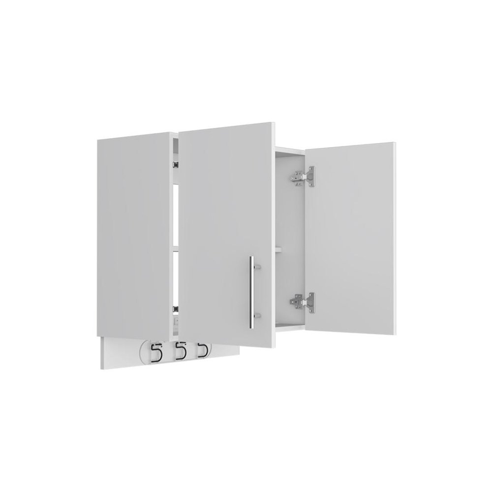 26" White Wood Wall Mounted Utlity Cabinet With Two Doors