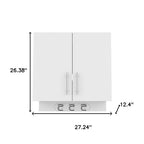 26" White Wood Wall Mounted Utlity Cabinet With Two Doors