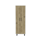 71" Beige Wood Two Door Pantry Or Storage Closet