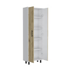 71" Beige Wood Two Door Pantry Or Storage Closet