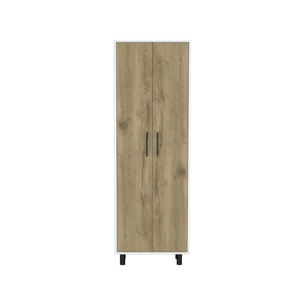 71" Beige Wood Two Door Pantry Or Storage Closet
