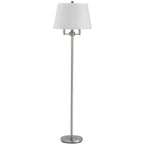 62" Nickel Four Light Traditional Shaped Floor Lamp With White Square Shade