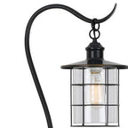 60" Antiqued Bronze Lantern Style Floor Lamp With Glass and Metal Shade