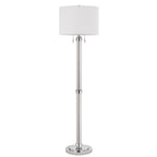 60" Chrome Two Light Traditional Shaped Floor Lamp With White Rectangular Shade